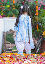 Load image into Gallery viewer, Blue Tie-Dye Girls' Kurta Set with Salwar - CuddlesClothing