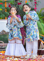 Load image into Gallery viewer, Festive Joy Girls' Multi-Color Printed Sharara Set - CuddlesClothing