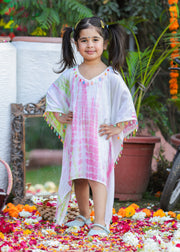 Multi-Color Printed Kaftan with White Trim - CuddlesClothing