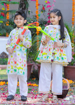 Load image into Gallery viewer, Boys' Rainbow Daisy Print Kurta Pajama Set - CuddlesClothing