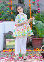 Load image into Gallery viewer, Girls' Rainbow Daisy Short Kali Kurta &amp; Pant Set - CuddlesClothing
