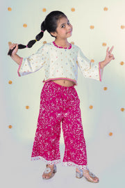 Kids' Off White & Pink Floral Co-ord Set - CuddlesClothing