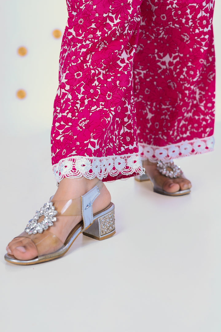 Kids' Off White & Pink Floral Co-ord Set - CuddlesClothing