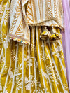 Yellow Peacock and Floral Print Lehanga for Girls
