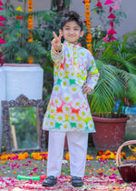 Load image into Gallery viewer, Boys' Rainbow Daisy Print Kurta Pajama Set - CuddlesClothing