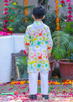 Load image into Gallery viewer, Boys' Rainbow Daisy Print Kurta Pajama Set - CuddlesClothing