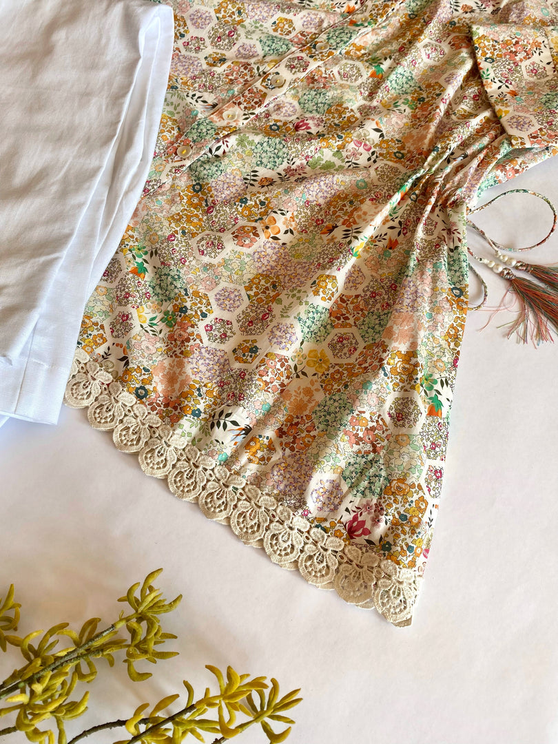 Floral Cotton Shirt Linen Trousers Set for Effortless Style - CuddlesClothing