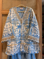 Load image into Gallery viewer, Blue Muslin Front-Open Jacket with Mul Chanderi Sharara Set