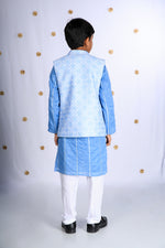 Load image into Gallery viewer, Boys' Blue Kurta Set with Embroidered Jacket - CuddlesClothing