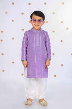 Load image into Gallery viewer, Lavender Phoolwari Kurta Set For Boys - CuddlesClothing