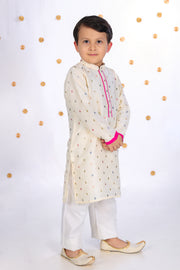 Yuvraj Baadal – Ivory Cotton Silk Kurta Pajama Set - CuddlesClothing
