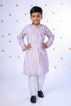 Lavender Phoolwari Kurta Set For Boys
