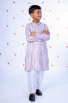 Lavender Phoolwari Kurta Set For Boys