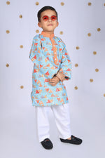 Load image into Gallery viewer, Trikona Leher Cotton SIlk Kurta Set For Boys - CuddlesClothing