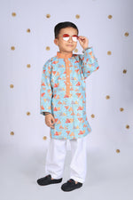 Load image into Gallery viewer, Trikona Leher Cotton SIlk Kurta Set For Boys - CuddlesClothing