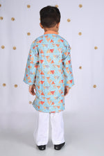 Load image into Gallery viewer, Trikona Leher Cotton SIlk Kurta Set For Boys - CuddlesClothing