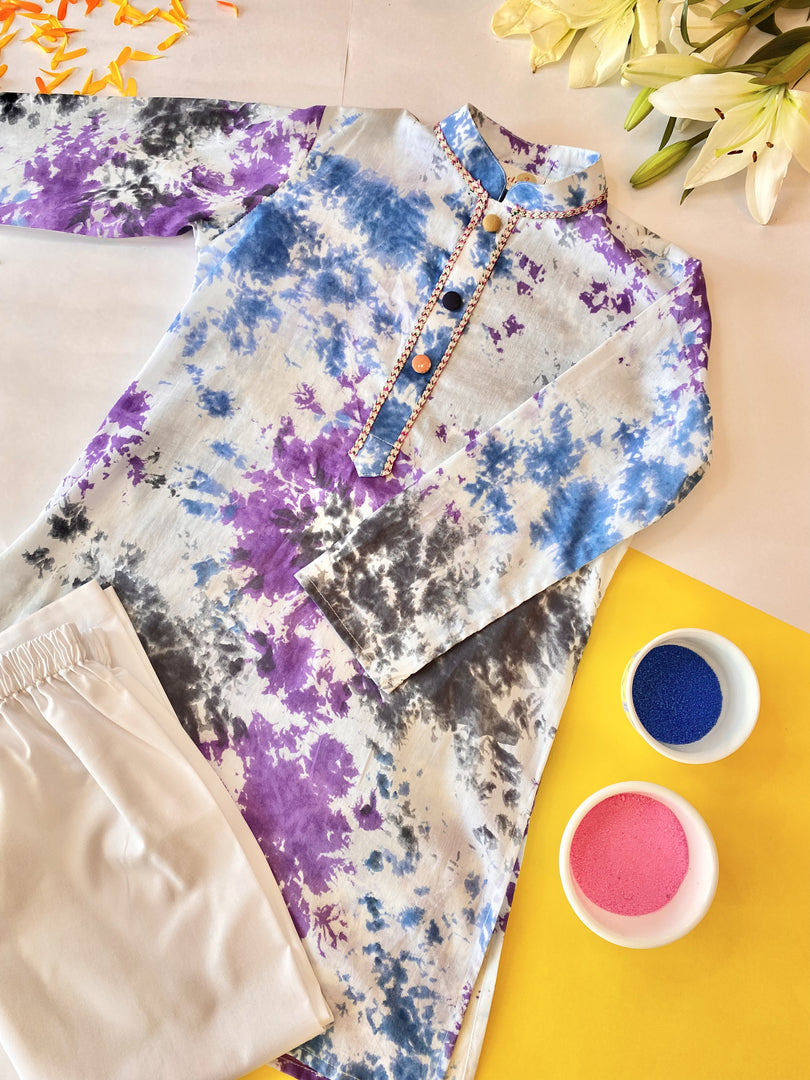 Purple Tie and Dye Kurta Pajama - CuddlesClothing