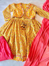 Stylish Chevron Print Anarkali Set with Printed Short Jacket