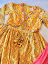 Stylish Chevron Print Anarkali Set with Printed Short Jacket