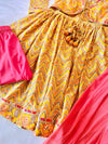 Stylish Chevron Print Anarkali Set with Printed Short Jacket