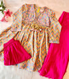Chevron Print Anarkali Set With Printed Short Jacket.