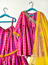 Multi-Color Pink Modal Satin Side Cut Anarkali with Garara