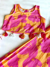 Orange Floral Co-ord Set For Girls