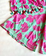 Load image into Gallery viewer, Girls Sky Blue &amp; Pink Floral Crop Top and Sharara Set - CuddlesClothing
