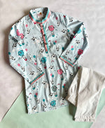 Load image into Gallery viewer, Boys Light Blue Panda Print Cotton Kurta Set - CuddlesClothing