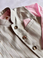 Load image into Gallery viewer, Boys Grey &amp; Pink Silk 3-Pc Nehru Jacket Set - CuddlesClothing