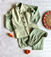 Green Jawahar Jacket Set For Boys
