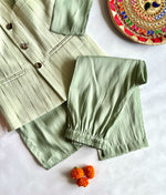 Load image into Gallery viewer, Green Lurex Glimmer Nehru Jacket &amp; Kurta Set for Boys - CuddlesClothing