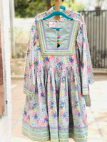 Load image into Gallery viewer, Girls Light Grey Cotton Kurta &amp; Sharara Set - CuddlesClothing