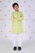 Load image into Gallery viewer, Boys Lime Green Chevron Kurta Set - CuddlesClothing