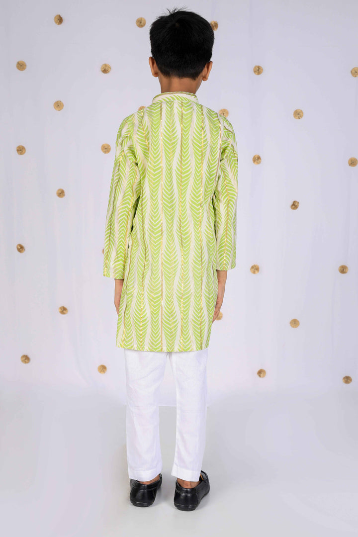 Boys Lime Green Chevron Kurta Set - CuddlesClothing