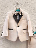 Load image into Gallery viewer, Boys' Beige Designer Tuxedo Suit - CuddlesClothing
