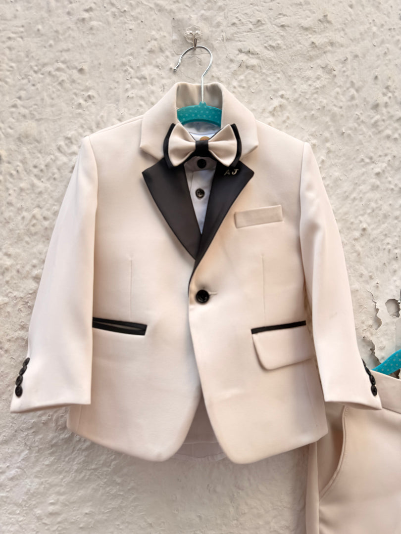 Boys' Beige Designer Tuxedo Suit - CuddlesClothing