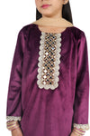 Girls Velvet Kurta Set With Salwar
