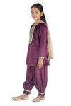 Girls Velvet Kurta Set With Salwar