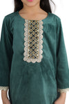 Girls Velvet Kurta Set With Salwar