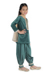 Girls Velvet Kurta Set With Salwar