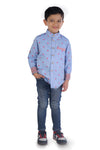 Blue Heart Printed Cotton Shirt For Boys