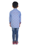 Blue Heart Printed Cotton Shirt For Boys