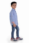 Blue Heart Printed Cotton Shirt For Boys