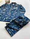 Undersea Dreams: Ocean Print Blue Cotton Nightsuit