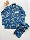 Undersea Dreams: Ocean Print Blue Cotton Nightsuit