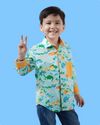 Dino Paradise Printed Full Sleeve Cotton Shirt For Boys