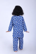 Load image into Gallery viewer, Kids Blue Sheep Print Cotton Nightsuit - CuddlesClothing