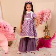 Girls' Purple Leheriya Sharara Set - CuddlesClothing