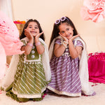 Load image into Gallery viewer, Girls' Olive Green Leheriya Sharara Set - CuddlesClothing